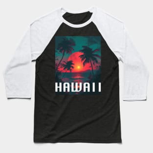 Hawaii Sunset Design Baseball T-Shirt